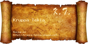 Kruppa Tekla névjegykártya